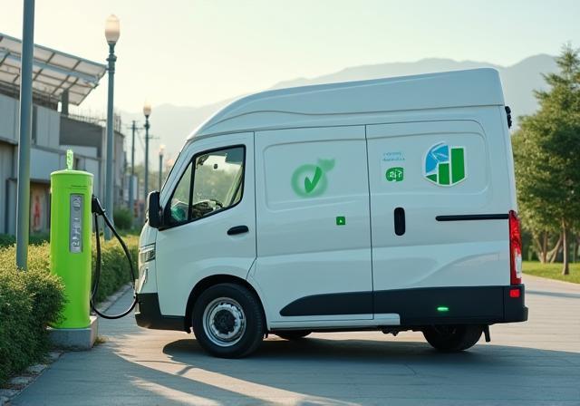 Electric delivery van charging