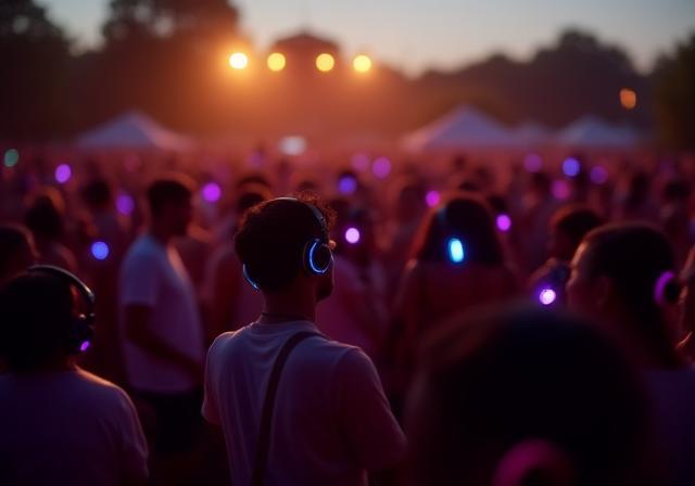 Crowd enjoying silent disco